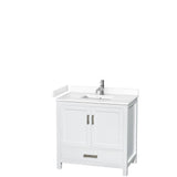 Wyndham Collection - Sheffield 36 Inch Single Bathroom Vanity in White, White Cultured Marble Countertop, Undermount Square Sink, No Mirror