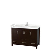 Wyndham Collection - Sheffield 48 Inch Single Bathroom Vanity in Espresso, Carrara Cultured Marble Countertop, Undermount Square Sink, No Mirror