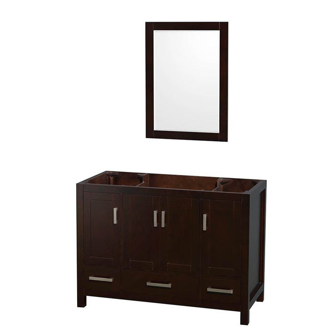 Wyndham Collection - Sheffield 48 Inch Single Bathroom Vanity in Espresso, No Countertop, No Sink, and 24 Inch Mirror - Espresso