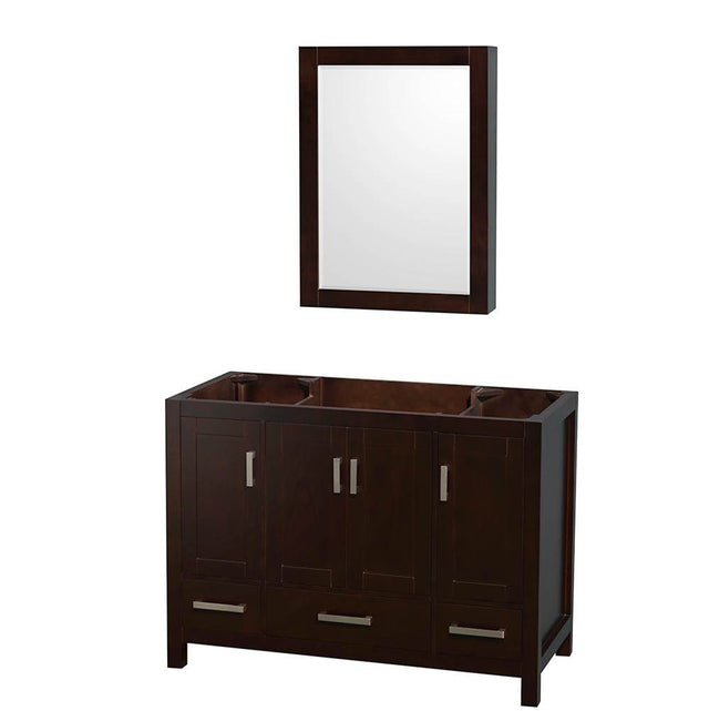 Wyndham Collection - Sheffield 48 Inch Single Bathroom Vanity in Espresso, No Countertop, No Sink, and Medicine Cabinet - Espresso