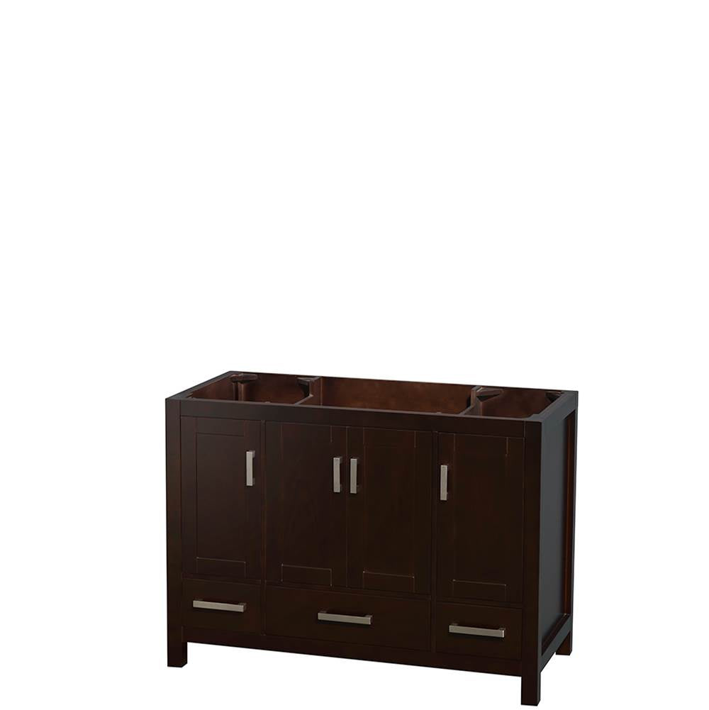 Sheffield 48 Inch Single Bathroom Vanity in Espresso, White Carrara Marble Countertop, Undermount Oval Sink, and 24 Inch Mirror