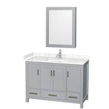 Wyndham Collection - Sheffield 48 Inch Single Bathroom Vanity in Gray, Carrara Cultured Marble Countertop, Undermount Square Sink, Medicine Cabinet