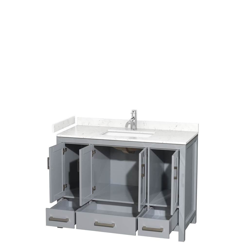 Sheffield 48 Inch Single Bathroom Vanity in Gray, Carrara Cultured Marble Countertop, Undermount Square Sink, No Mirror