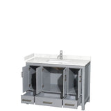Sheffield 48 Inch Single Bathroom Vanity in Gray, Carrara Cultured Marble Countertop, Undermount Square Sink, No Mirror