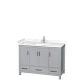 Wyndham Collection - Sheffield 48 Inch Single Bathroom Vanity in Gray, Carrara Cultured Marble Countertop, Undermount Square Sink, No Mirror