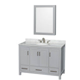 Wyndham Collection - Sheffield 48 Inch Single Bathroom Vanity in Gray, White Carrara Marble Countertop, Undermount Oval Sink, and Medicine Cabinet - Gray
