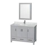 Wyndham Collection - Sheffield 48 Inch Single Bathroom Vanity in Gray, White Carrara Marble Countertop, Undermount Square Sink, and Medicine Cabinet - Gray