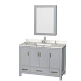 Wyndham Collection - Sheffield 48 Inch Single Bathroom Vanity in Gray, Calacatta Quartz Countertop, Undermount Square Sink, Medicine Cabinet - Gray