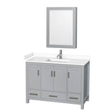 Wyndham Collection - Sheffield 48 Inch Single Bathroom Vanity in Gray, White Cultured Marble Countertop, Undermount Square Sink, Medicine Cabinet