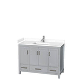 Wyndham Collection - Sheffield 48 Inch Single Bathroom Vanity in Gray, White Cultured Marble Countertop, Undermount Square Sink, No Mirror