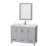 Wyndham Collection - Sheffield 48 Inch Single Bathroom Vanity in Gray, White Quartz Countertop, Undermount Square Sink, Medicine Cabinet - Gray