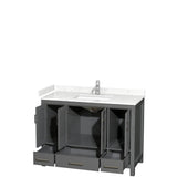 Sheffield 48 Inch Single Bathroom Vanity in Dark Gray, Carrara Cultured Marble Countertop, Undermount Square Sink, No Mirror