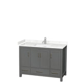 Wyndham Collection - Sheffield 48 Inch Single Bathroom Vanity in Dark Gray, Carrara Cultured Marble Countertop, Undermount Square Sink, No Mirror