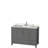 Wyndham Collection - Sheffield 48 Inch Single Bathroom Vanity in Dark Gray, Calacatta Quartz Countertop, Undermount Square Sink, No Mirror - Dark Gray