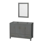 Wyndham Collection - Sheffield 48 Inch Single Bathroom Vanity in Dark Gray, No Countertop, No Sink, and 24 Inch Mirror - Dark Gray