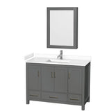 Wyndham Collection - Sheffield 48 Inch Single Bathroom Vanity in Dark Gray, White Cultured Marble Countertop, Undermount Square Sink, Medicine Cabinet
