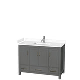 Wyndham Collection - Sheffield 48 Inch Single Bathroom Vanity in Dark Gray, White Cultured Marble Countertop, Undermount Square Sink, No Mirror