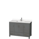 Wyndham Collection - Sheffield 48 Inch Single Bathroom Vanity in Dark Gray, White Quartz Countertop, Undermount Square Sink, No Mirror - Dark Gray