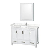 Wyndham Collection - Sheffield 48 Inch Single Bathroom Vanity in White, Carrara Cultured Marble Countertop, Undermount Square Sink, Medicine Cabinet