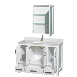 Sheffield 48 Inch Single Bathroom Vanity in Espresso, White Carrara Marble Countertop, Undermount Square Sink, and Medicine Cabinet