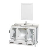 Sheffield 48 Inch Single Bathroom Vanity in Gray, Calacatta Quartz Countertop, Undermount Square Sink, 24 Inch Mirror