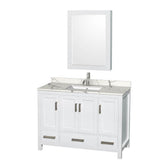 Wyndham Collection - Sheffield 48 Inch Single Bathroom Vanity in White, Calacatta Quartz Countertop, Undermount Square Sink, Medicine Cabinet - White