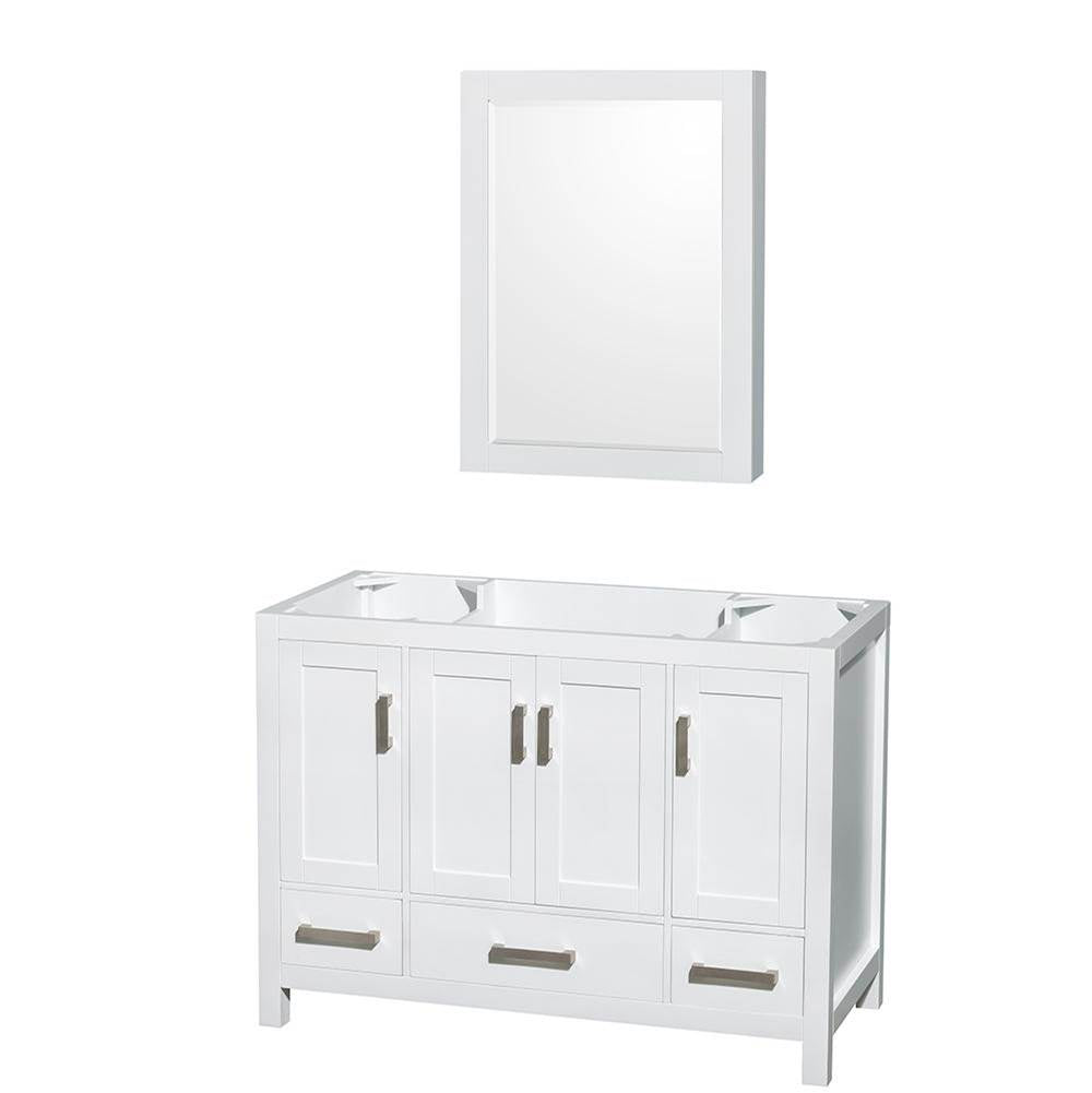 Wyndham Collection - Sheffield 48 Inch Single Bathroom Vanity in White, No Countertop, No Sink, and Medicine Cabinet - White