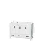 Sheffield 48 Inch Single Bathroom Vanity in Espresso, White Carrara Marble Countertop, Undermount Square Sink, and No Mirror