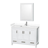 Wyndham Collection - Sheffield 48 Inch Single Bathroom Vanity in White, White Cultured Marble Countertop, Undermount Square Sink, Medicine Cabinet