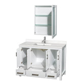 Sheffield 48 Inch Single Bathroom Vanity in Gray, White Quartz Countertop, Undermount Square Sink, Medicine Cabinet
