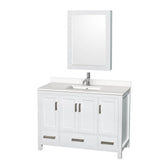 Wyndham Collection - Sheffield 48 Inch Single Bathroom Vanity in White, White Quartz Countertop, Undermount Square Sink, Medicine Cabinet - White
