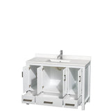 Sheffield 48 Inch Single Bathroom Vanity in Gray, White Quartz Countertop, Undermount Square Sink, No Mirror