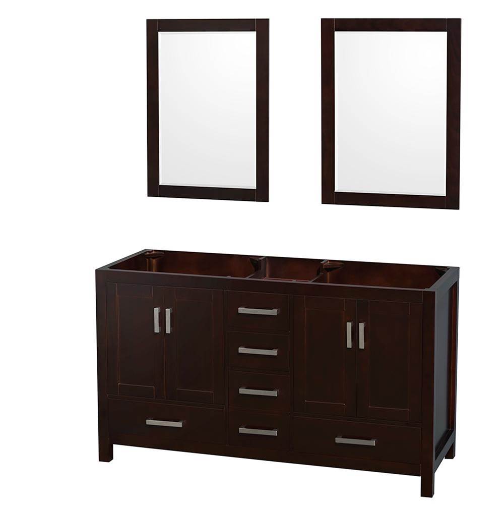 Wyndham Collection - Sheffield 60 Inch Double Bathroom Vanity in Espresso, No Countertop, No Sinks, and 24 Inch Mirrors - Espresso