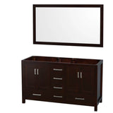 Wyndham Collection - Sheffield 60 Inch Double Bathroom Vanity in Espresso, No Countertop, No Sinks, and 58 Inch Mirror - Espresso