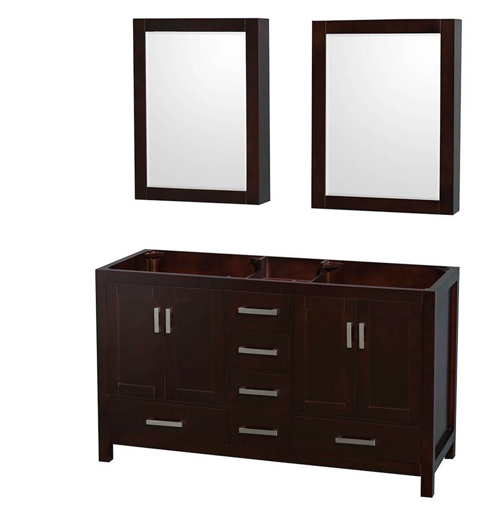 Wyndham Collection - Sheffield 60 Inch Double Bathroom Vanity in Espresso, No Countertop, No Sinks, and Medicine Cabinets - Espresso