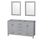 Wyndham Collection - Sheffield 60 Inch Double Bathroom Vanity in Gray, No Countertop, No Sinks, and 24 Inch Mirrors - Gray