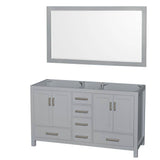 Wyndham Collection - Sheffield 60 Inch Double Bathroom Vanity in Gray, No Countertop, No Sinks, and 58 Inch Mirror - Gray