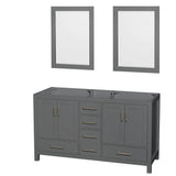 Wyndham Collection - Sheffield 60 Inch Double Bathroom Vanity in Dark Gray, No Countertop, No Sinks, and 24 Inch Mirrors - Dark Gray