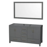 Wyndham Collection - Sheffield 60 Inch Double Bathroom Vanity in Dark Gray, No Countertop, No Sinks, and 58 Inch Mirror - Dark Gray
