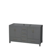 Wyndham Collection - Sheffield 60 Inch Double Bathroom Vanity in Dark Gray, No Countertop, No Sinks, and No Mirror - Dark Gray