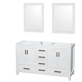 Wyndham Collection - Sheffield 60 Inch Double Bathroom Vanity in White, No Countertop, No Sinks, and 24 Inch Mirrors - White