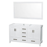Wyndham Collection - Sheffield 60 Inch Double Bathroom Vanity in White, No Countertop, No Sinks, and 58 Inch Mirror - White