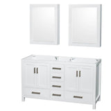Wyndham Collection - Sheffield 60 Inch Double Bathroom Vanity in White, No Countertop, No Sinks, and Medicine Cabinets - White
