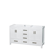 Sheffield 60 Inch Double Bathroom Vanity in Espresso, White Carrara Marble Countertop, Undermount Oval Sinks, and No Mirror