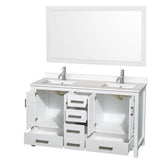 Sheffield 60 Inch Double Bathroom Vanity in Gray, White Quartz Countertop, Undermount Square Sinks, 58 Inch Mirror