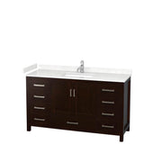 Wyndham Collection - Sheffield 60 Inch Single Bathroom Vanity in Espresso, Carrara Cultured Marble Countertop, Undermount Square Sink, No Mirror
