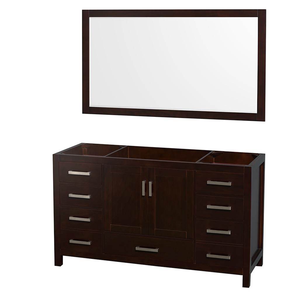 Wyndham Collection - Sheffield 60 Inch Single Bathroom Vanity in Espresso, No Countertop, No Sink, and 58 Inch Mirror - Espresso