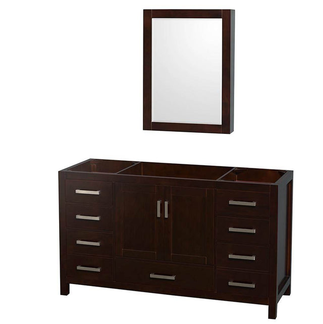 Wyndham Collection - Sheffield 60 Inch Single Bathroom Vanity in Espresso, No Countertop, No Sink, and Medicine Cabinet - Espresso