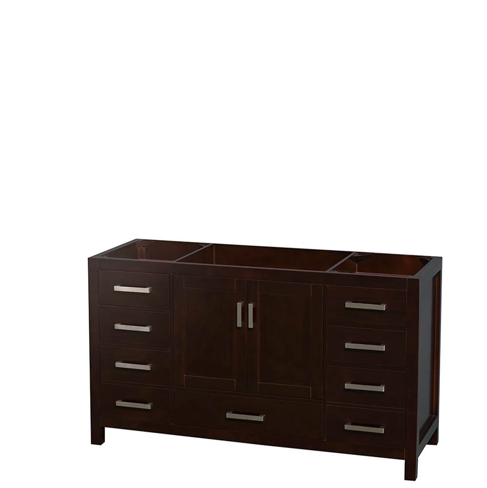 Sheffield 60 Inch Single Bathroom Vanity in Espresso, White Carrara Marble Countertop, Undermount Oval Sink, and No Mirror