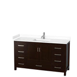 Wyndham Collection - Sheffield 60 Inch Single Bathroom Vanity in Espresso, White Cultured Marble Countertop, Undermount Square Sink, No Mirror